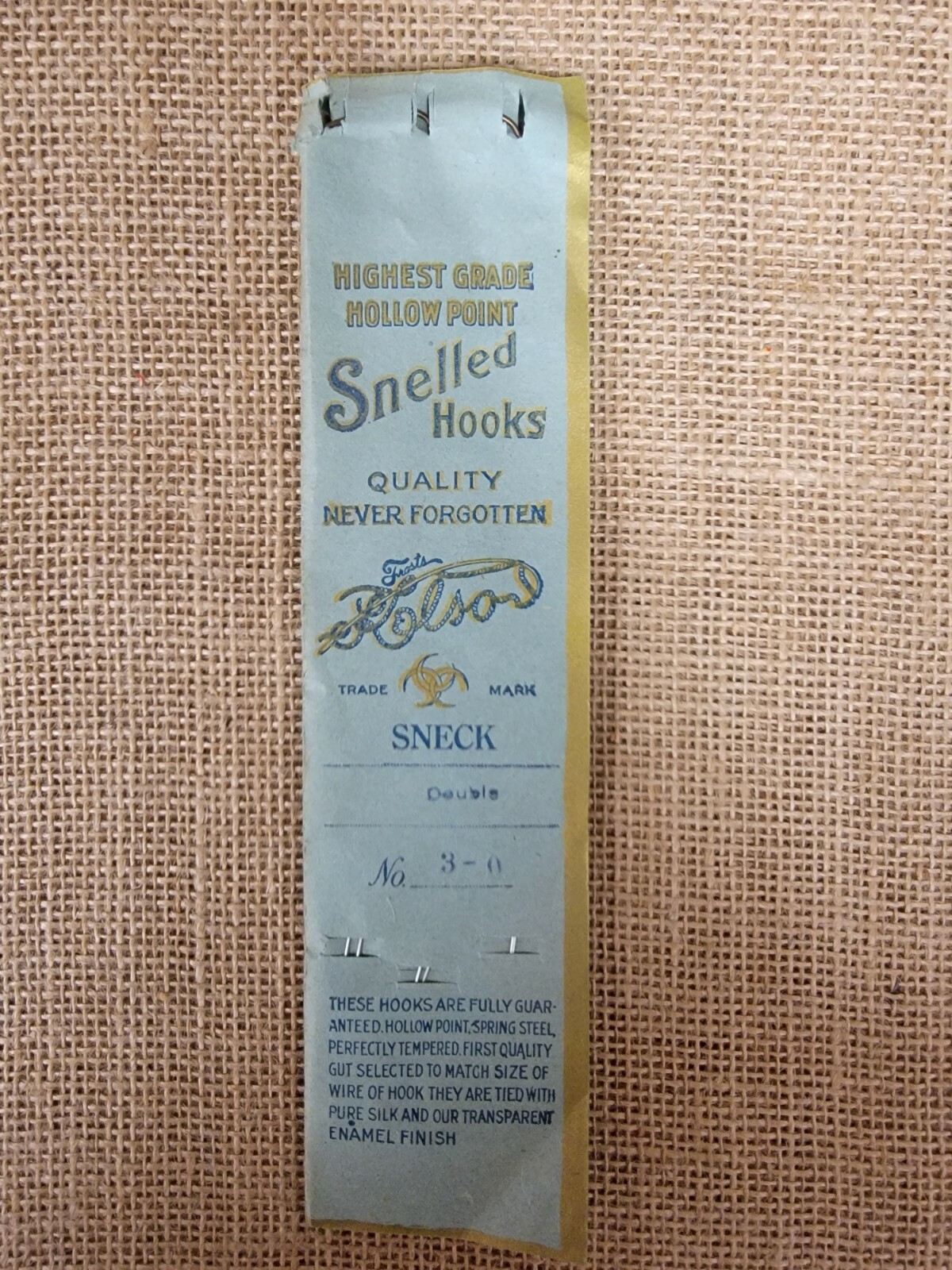 Old Frosts & Kelso Snelled Hooks Sneck Double Fishing Tackle NOS 30