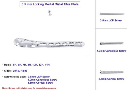 Medial Distal Tibia 3.5 mm Locking Plate w/o tab set of 14 pcs veterinary - Picture 1 of 10