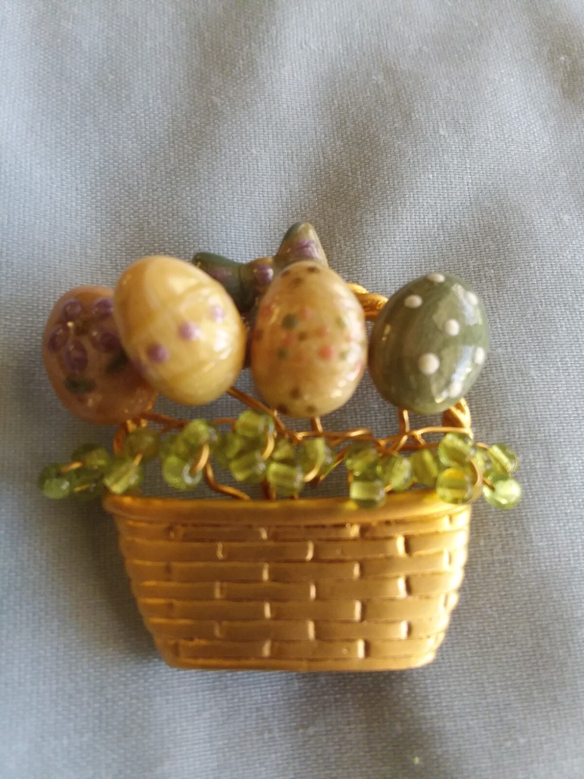 Vintage Easter Spring Enamel Easter Egg Basket Br… - image 1
