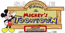 Disney World Older Mickey's Toontown Sign Scrapbook Die Cut Piece