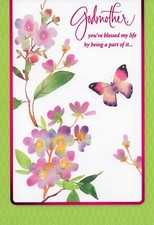 Blessed MOTHER'S DAY Card FOR GODMOTHER, Pink Butterfly Flowers by Hallmark   