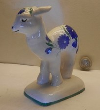  PLICHTA  LAMB  ART POTTERY   BLUE FLOWERS 10 cm