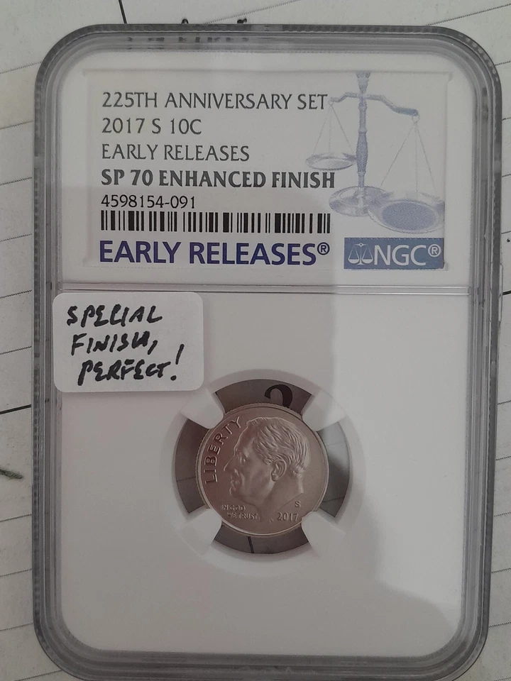 2017-S 225th anniversary enhanced set w/Half Dollar, Dime and Nickel NGC SP70 - Image 3 of 4