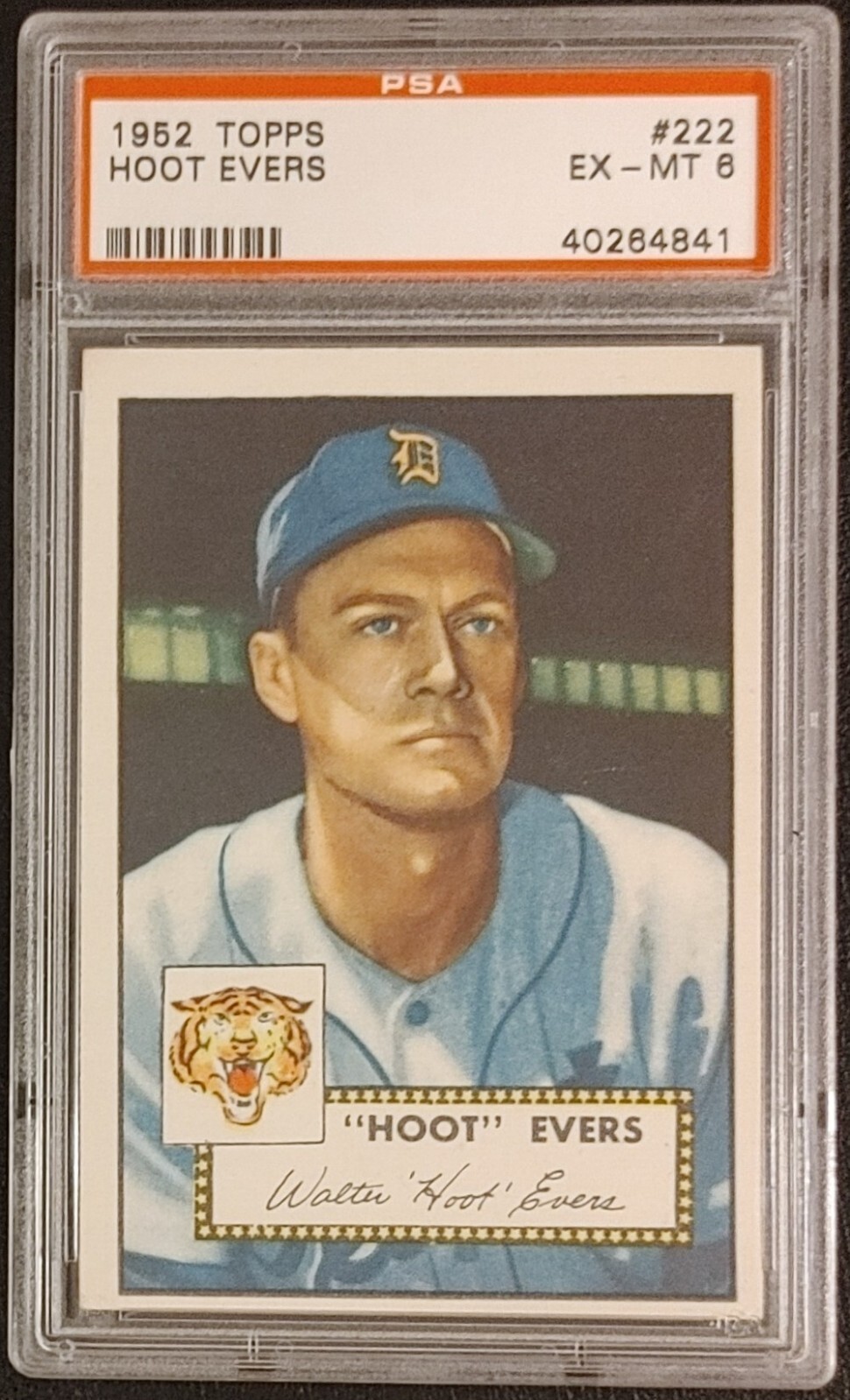 1952 Topps #222 PSA 6 EX-MT Hoot Evers Detroit Tigers graded 40264841 certified