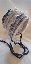 Baby Bonnet-Made with Calico and fun prints trimmed with Vintage trims