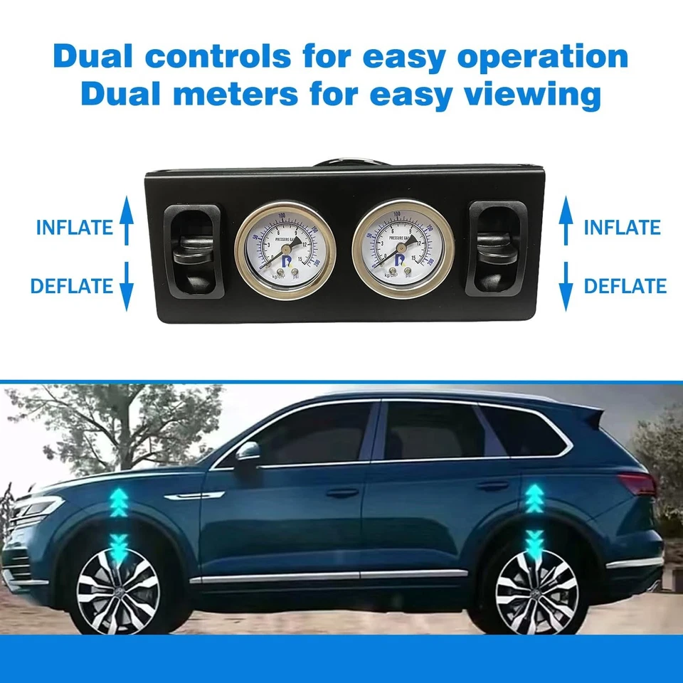 Панельный переключатель лопастного клапана с двумя манометрами пневмоподвески, пневматические фитинги, - Изображение 3 из 4