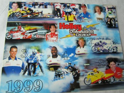 NHRA 1999 Holley Dominator Duel Pro Stock  Motorcycle Drag Racing Track Handout