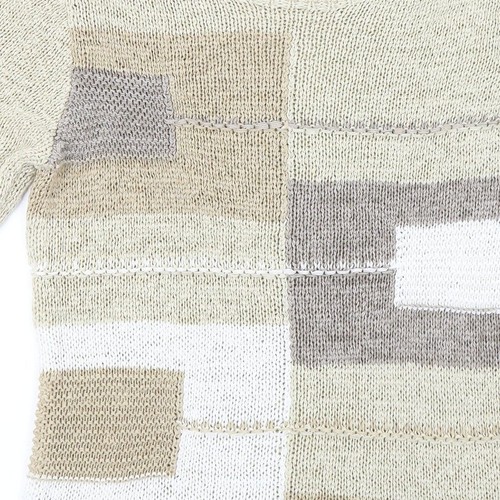 Maglione pullover acrilico da donna beige collo rotondo taglia M - Foto 10 di 12