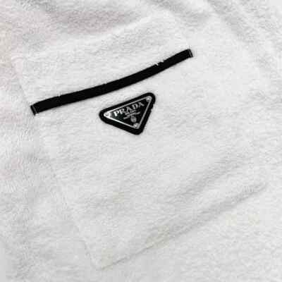 PRADA コットンテリー トライアングルロゴ ショートパンツ 白 Prada Terry cloth Bowling shorts Triangle logo White size Medium