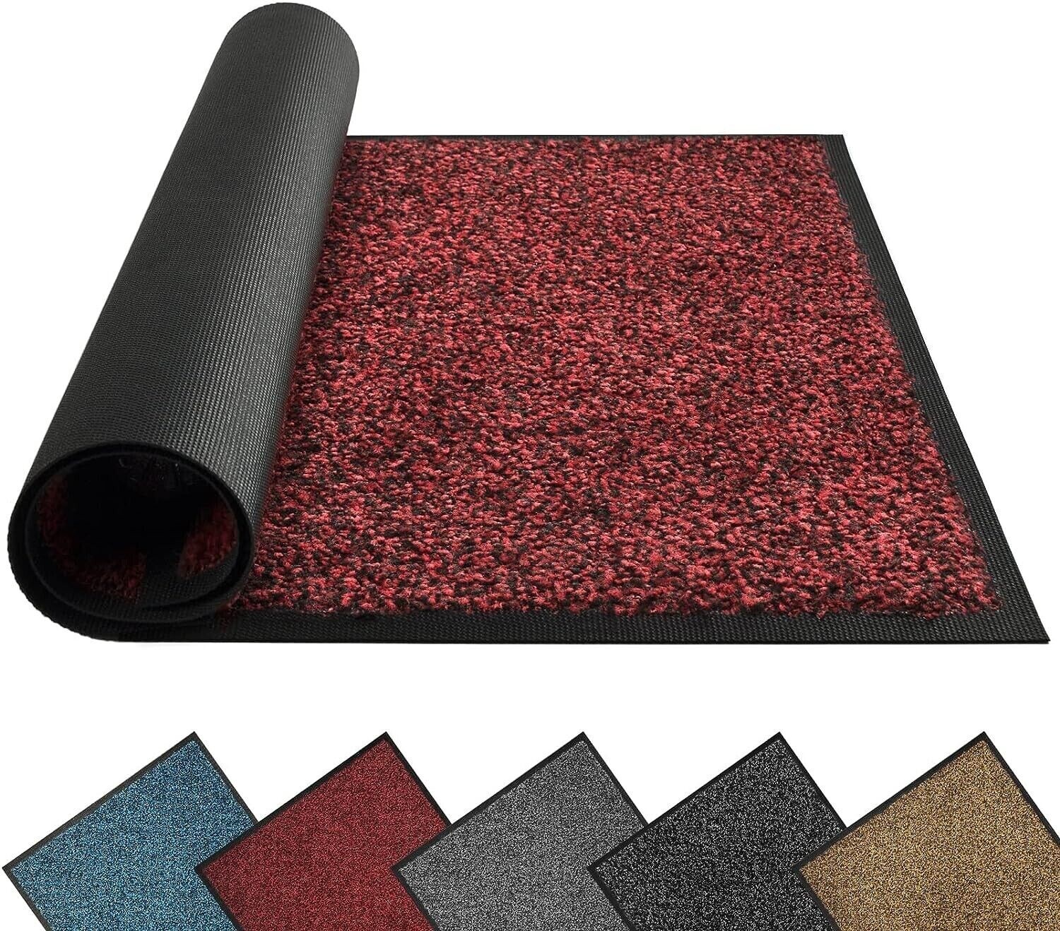 Door Mat Dirt Trapper for Indoor and Outdoor, 40x60cm, Red Washable Non-Slip UK