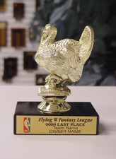 LAST PLACE TURKEY TROPHY FANTASY BASKETBALL WITH COLOR LOGO 