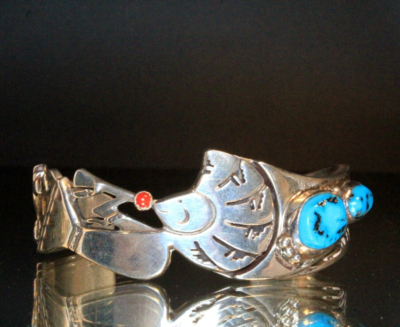 ALVIN VANDEVER Stamped Sterling Silver Kingman Turquoise Navajo