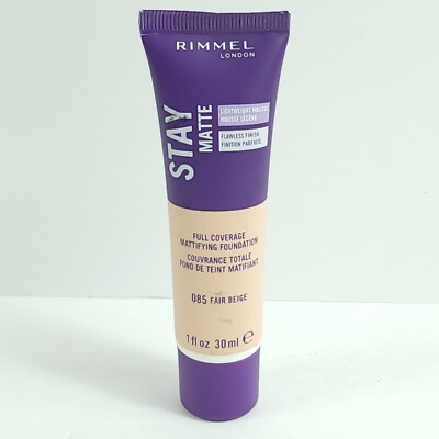 RIMMELLondon Stay Matte FULL COVERAGE Lightweight Foundation #085 FAIR BEIGE 