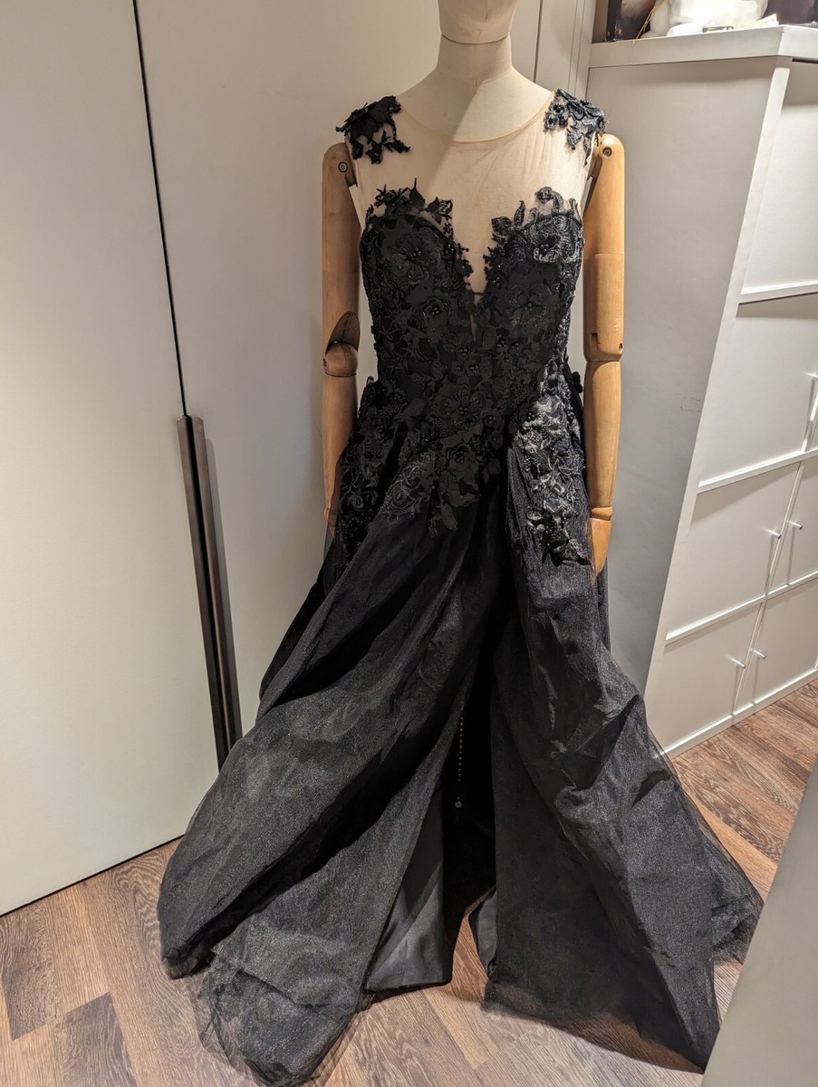 BN Black Gothic Style Wedding Dress,Prom Dress Size 12/14 /16 Corset Tie Up  Back | eBay UK