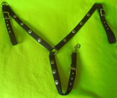 Quality BLACK Double Padded Nylon BREAST COLLAR~Star Conchos~TRAIL Wintec Type