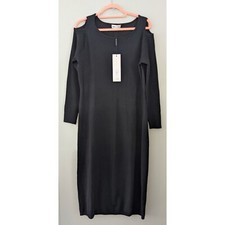 Anna Scholz Cold Shoulder Stretchy Midi Dress Black Size 1 US 10-12 NWT