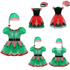Kid Girl Christmas Santa Claus Cosplay Costume Xmas Outfit Fancy Dress Dacnewear