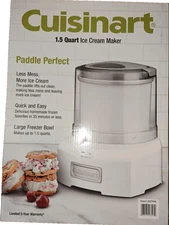 Cuisinart CIM-46PC 1.5 Quart Ice Cream Maker Yogurt Sorbet w Large Freezer Bowel