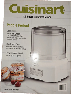 Cuisinart CIM-46PC 1.5 Quart Ice Cream Maker Yogurt Sorbet w Large