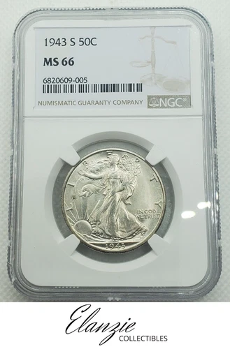 1943-S Walking Liberty Half Dollar Coin NGC MS66