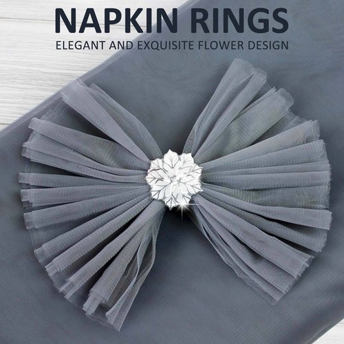 12PCS Napkin Ring w/ Hollow Out Flower Napkin Holder Adornmen Stainless Steel UE - Picture 3 of 15