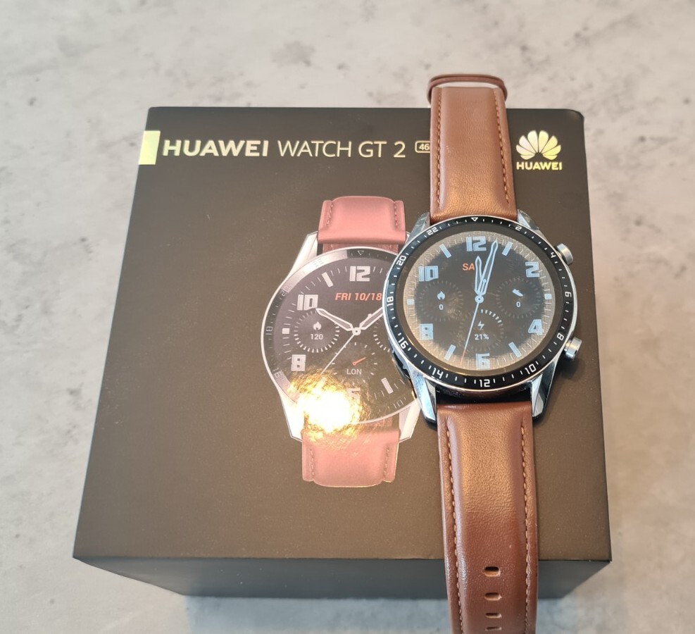 Huawei GT2 Brown Leather Strap 46mm SIlver Case - Smart Huawei GT2 Brown Leather Strap 46mm SIlver Case - Smart