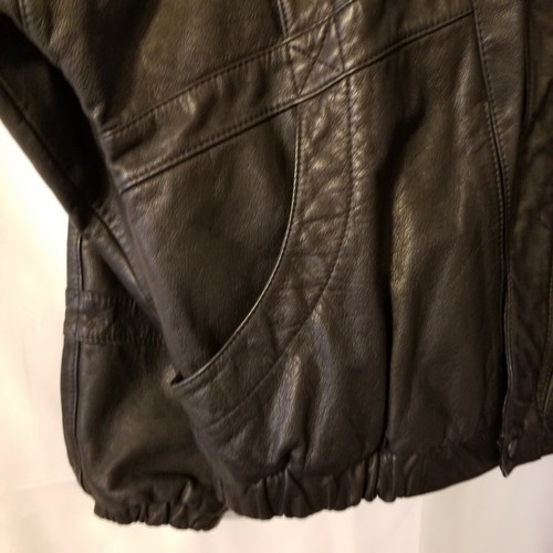 Vintage Robert Gellini Men's Black Full Zip Up Leather Motorcycle Jacket Size 44 - Picture 4 of 11