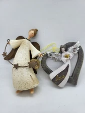 Lot of 2 Angel Christmas Tree Ornament Resin