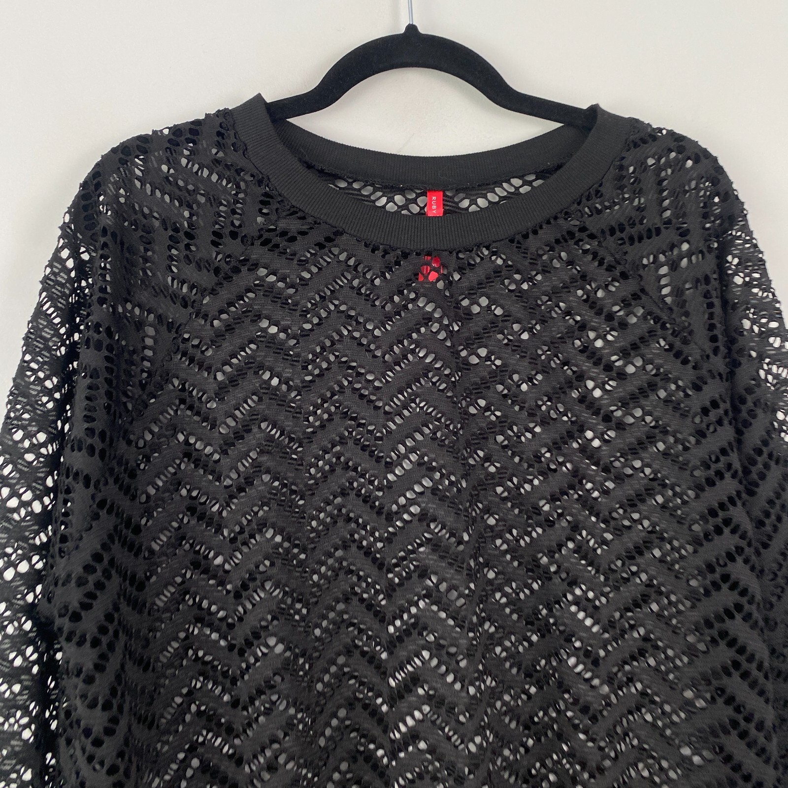 Ruby Ribbon Crochet Pullover Top Size Pullover Cr… - image 2