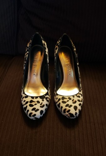 white cheetah heels