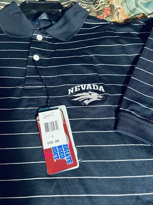 Nevada Wolf Pack Polo Shirt Men s XL Navy Striped Golf NWT