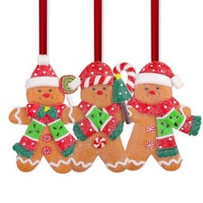 Gingerbread Man Christmas Tree Ornaments, Assorted Styles Holiday Hanging Dec...