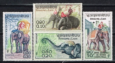 Laos Kingdom working Asian Elephants Fauna stamps set 1958 MLH | eBay