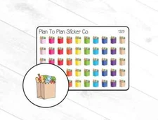 1329~~Grocery Bags Planner Stickers.