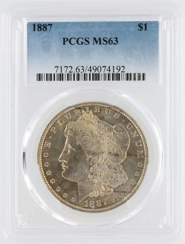 1887 Morgan Silver Dollar PCGS MS63 S$1 Philadelphia Minted No Reserve