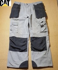 Cat Men's Grey Cargo Work Trousers W36 L30 Holster Pockets Tool Holder Pants