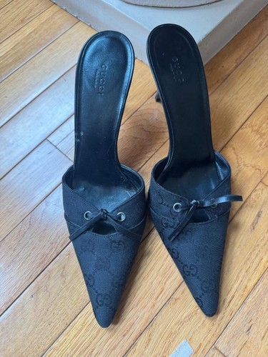 Gucci pointy monogram GG slide heel shoes 10b (600 - Picture 3 of 7