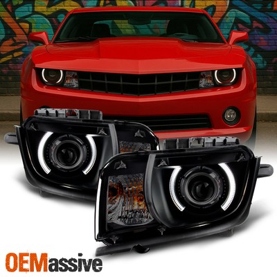 Fit Smoked 2010 2011 2012 2013 Camaro CCFL Halo Projector Halogen Headlights