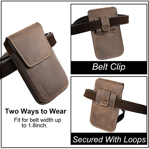 Gentlestache Leather Cell Phone Holster with Belt Clip, Flip Case for iPhone - 第 3/7 張圖片