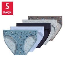 Jockey Women's 5-Pack Organic Cotton Stretch Bikini, Blue, Size Small