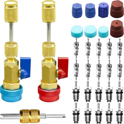 #ad 31Pcs R134A Valve Core Quick Remover Installer Tool Set High Low Pressure AC Va $45.96