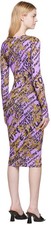 Versace Jeans Couture Purple Bodycon Midi Dress Logo All Over