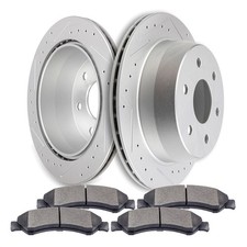2x Rear Brake Rotors And 4x Metallic Pads For 2005-2006 GMC Sierra 1500
