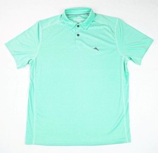 Tommy Bahama Men M Performance Polo Shirt Short Sleeve Regular Fit Logo Aqua NEW