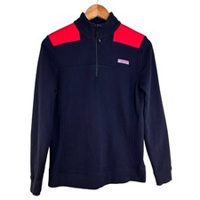 Vineyard Vines Men's Shep Shirt Navy Red Quarter Zip Pullover Size Small