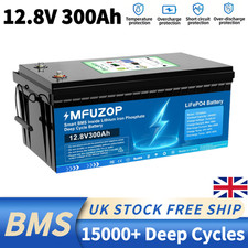 12V 300Ah LiFePO4 Lithium Battery 3840Wh Deep Cycles Solar RV Off-grid BMS Camp