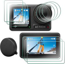 Tempered Glass Screen Protector with Silicone Lens Cap for DJI Osmo Action 4,Ult