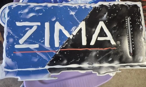 Vintage ZIMA Thermometer Metal Tin Tacker Malt Liquor Beer Bar Sign