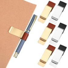 6PCS Pen Clip for Notebook, PU Leather Retro Notebook Pen Loop Holder Metal