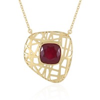 Cavill Rubin AnhäNger 2,7Ct Vergoldet 925 Silber Damen Collier Rot